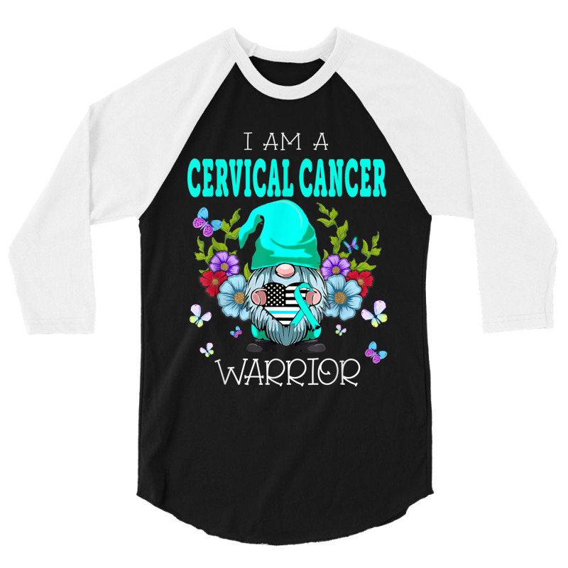 Gnome I Am A Cervical Cancer Warrior 3/4 Sleeve Shirt | Artistshot