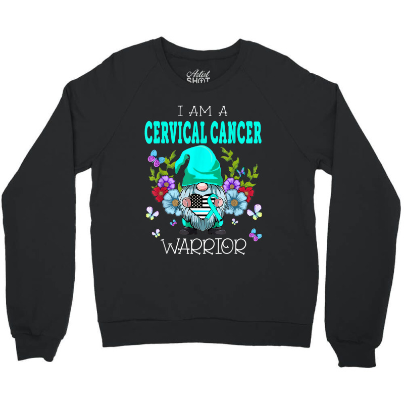 Gnome I Am A Cervical Cancer Warrior Crewneck Sweatshirt | Artistshot