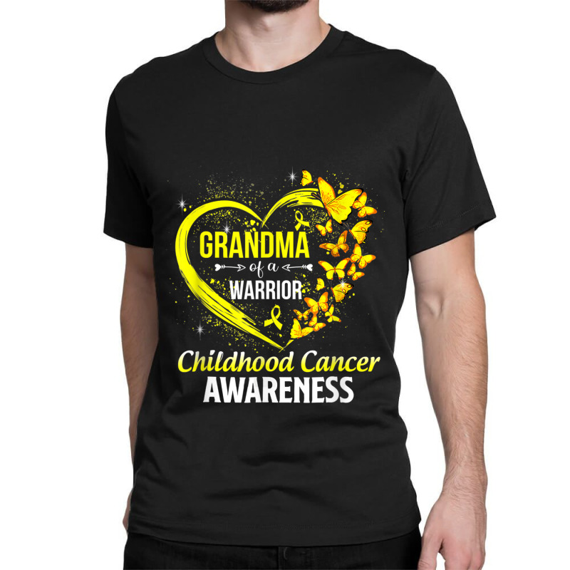 Grandma Of A Warrior Childhood Cancer Awareness Butterfly Classic T-shirt | Artistshot