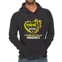 Grandma Of A Warrior Childhood Cancer Awareness Butterfly Vintage Hoodie | Artistshot