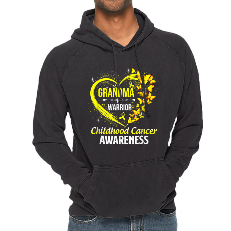 Grandma Of A Warrior Childhood Cancer Awareness Butterfly Vintage Hoodie | Artistshot