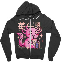 Japanese Anime Axolotl Strawberry Milk Shake Kawaii Axolotl Zipper Hoodie | Artistshot