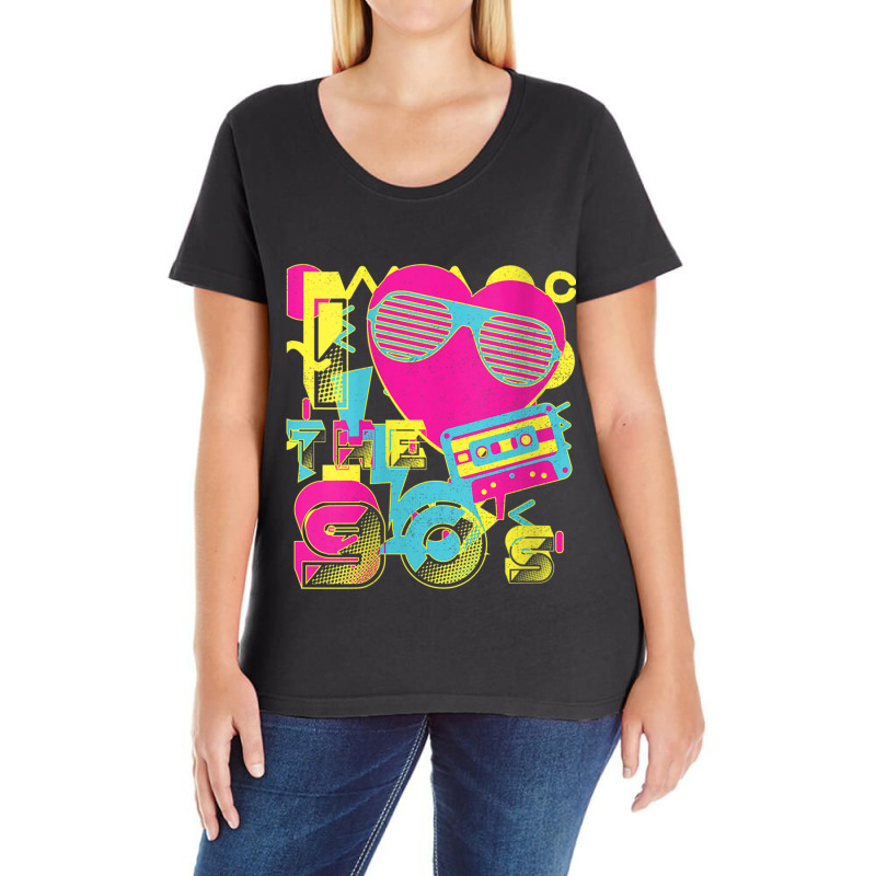 Womens 90s Vibe Tshirt For 90s Music Lover I Heart The Nineties Lover  Ladies Curvy T-Shirt by CaleDesign | Artistshot