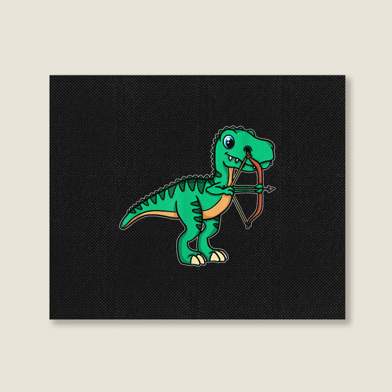 Cute Archery T-rex Bow Arrow Shooting Archer For Men Women Landscape Canvas Print | Artistshot