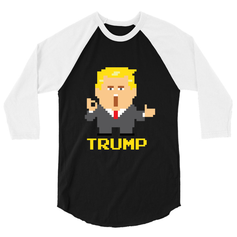 President Trump Pixel Character 3/4 Sleeve Shirt | Artistshot