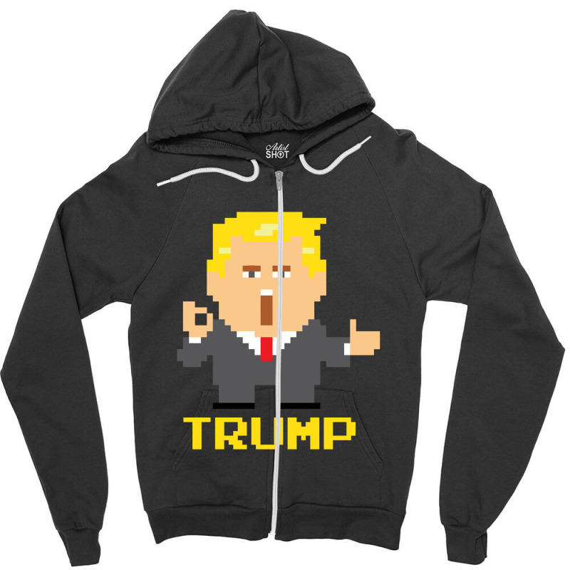 President Trump Pixel Character Zipper Hoodie | Artistshot