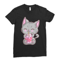 Kawaii Anime Cat For Women Girls Strawberry Milkshake Neko Ladies Fitted T-shirt | Artistshot