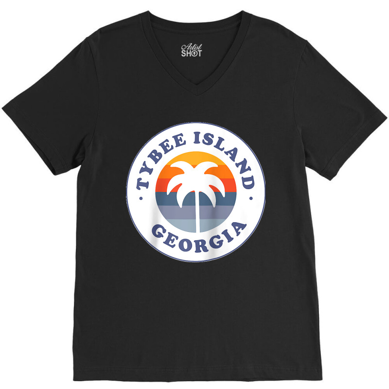 Tybee Island Georgia Ga Palm Tree Beach Vacation Souvenirs Raglan Base V-Neck Tee by WirtzRichard | Artistshot