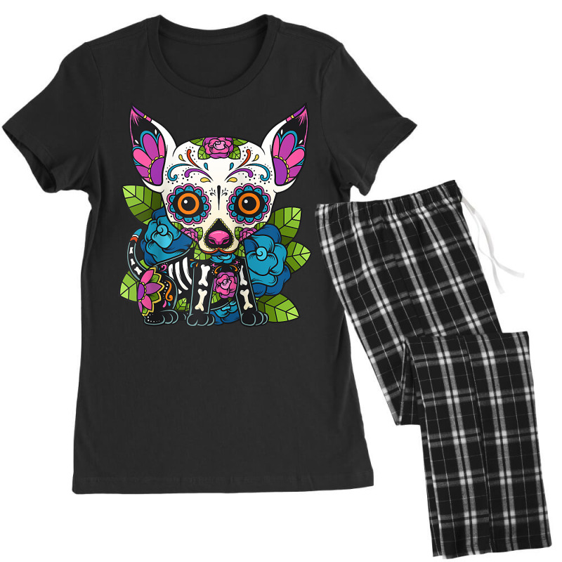 Chihuahua Sugar Skull Mexico Dog Calavera Dia De Los Muertos Raglan Ba Women's Pajamas Set by roopeedwrich76 | Artistshot