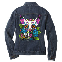 Chihuahua Sugar Skull Mexico Dog Calavera Dia De Los Muertos Raglan Ba Ladies Denim Jacket | Artistshot