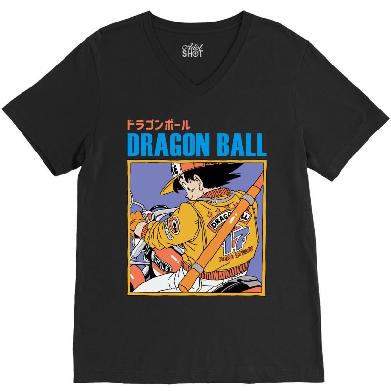 Goku Riding A Motocycle V-Neck Tee by Ha Thu | Artistshot