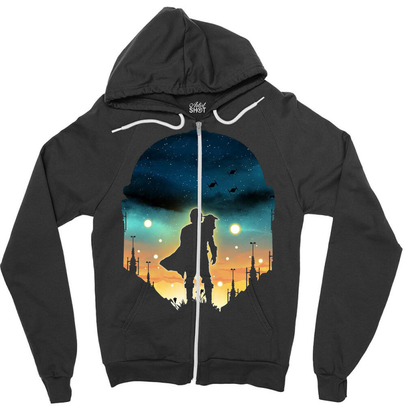 Djarin Sunset Zipper Hoodie | Artistshot