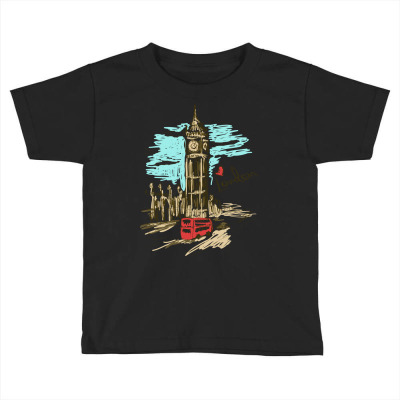Big Ben Paris Clock Tower Vector Painted London Toddler T-shirt Designed By Salmanaz