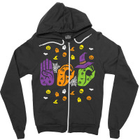 Boo Hands American Sign Language Pride Asl Halloween T Shirt Zipper Hoodie | Artistshot