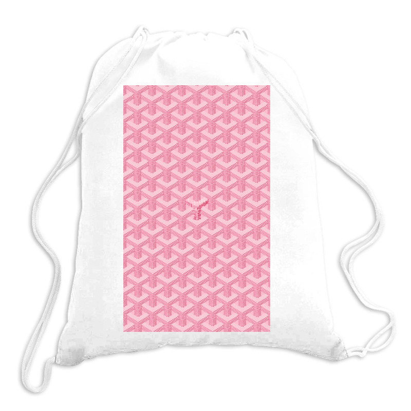 Custom Goyard Pattern Pink Drawstring Bags By Cm-arts - Artistshot