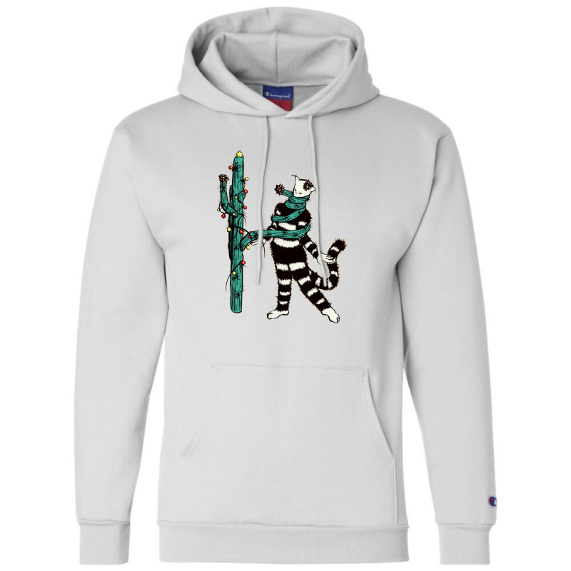 Christmas Cactus Hugs Cute Kitty Champion Hoodie | Artistshot