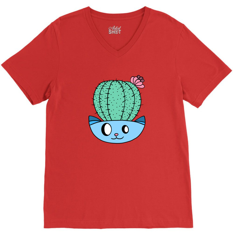 Cute And Funny Cactus Cat V-neck Tee | Artistshot