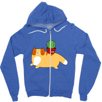 Orange Tabby And Cactus Zipper Hoodie | Artistshot