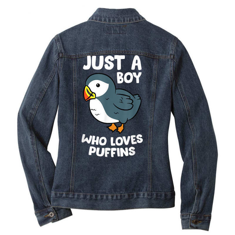 Just A Boy Who Loves Puffins Iceland Seabird Puffins T Shirt Ladies Denim Jacket by uekirstockpg | Artistshot