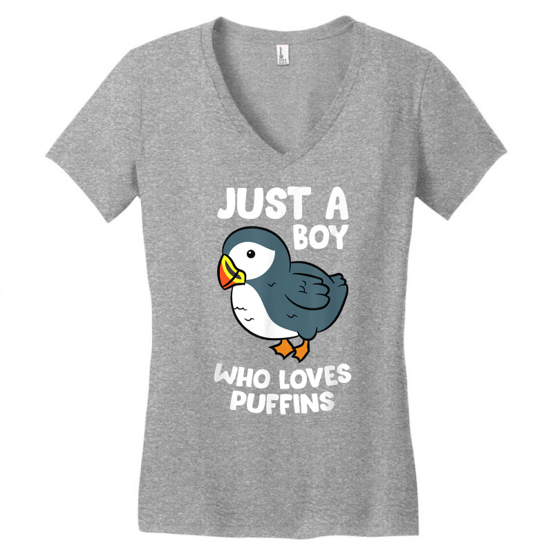 Just A Boy Who Loves Puffins Iceland Seabird Puffins T Shirt Women's V-Neck T-Shirt by uekirstockpg | Artistshot