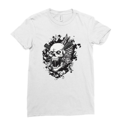 Sealed Vampire Skull Ladies Fitted T-shirt Designed By Icang Waluyo