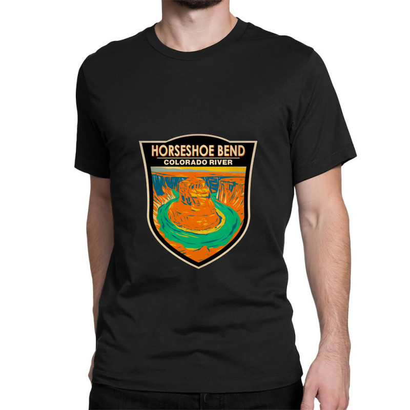 Horseshoe Bend River Badge Classic T-shirt by birdpopart | Artistshot