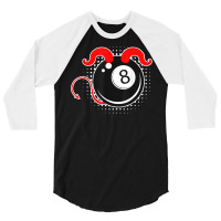 8 Ball Billiards Devil Snooker Pool Billiards T Shirt 3/4 Sleeve Shirt | Artistshot