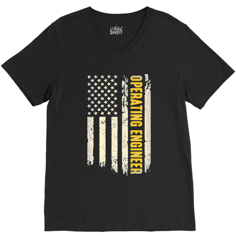 Operating Engineer Usa Flag Patriotic Operating Engineering Premium V-neck Tee | Artistshot