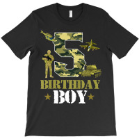 Kids 5th Birthday Military Themed Camo Boys 5 Yrs Old Soldier T Shirt T-shirt | Artistshot