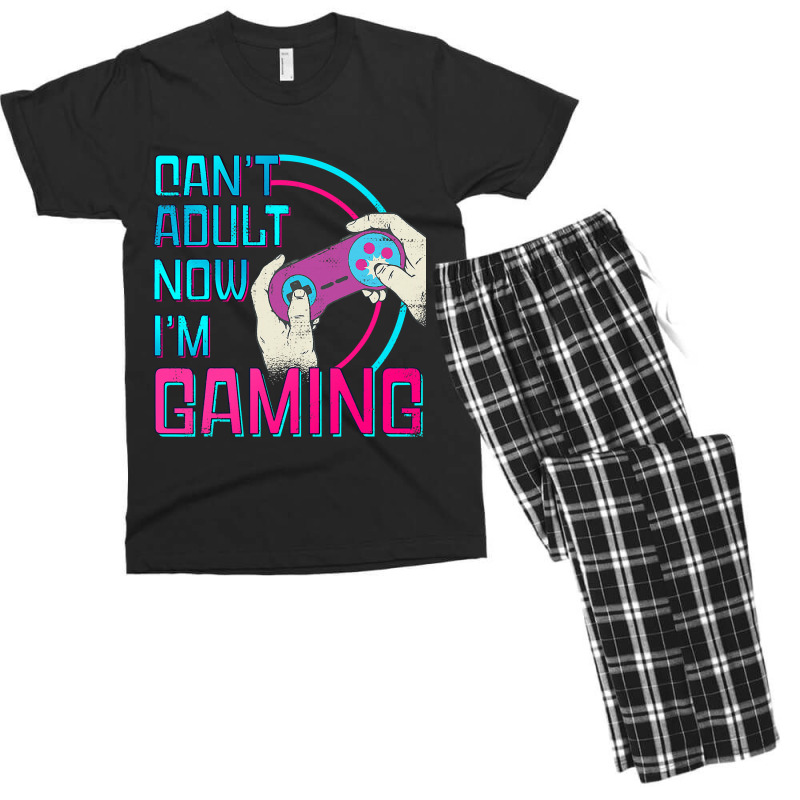 Can't Adult Now I'm Gaming  Controller Funny Video Games Men's T-shirt Pajama Set | Artistshot