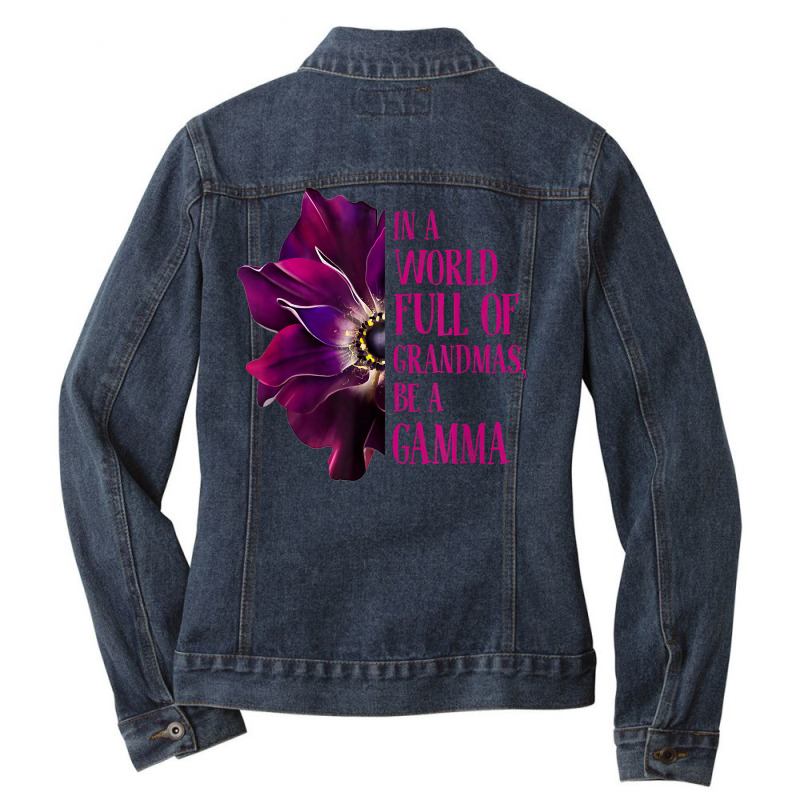 Anemone World Full Of Grandmas Be Gamma Grandmas Gifts T Shirt Ladies Denim Jacket by patutowtbanaspch | Artistshot