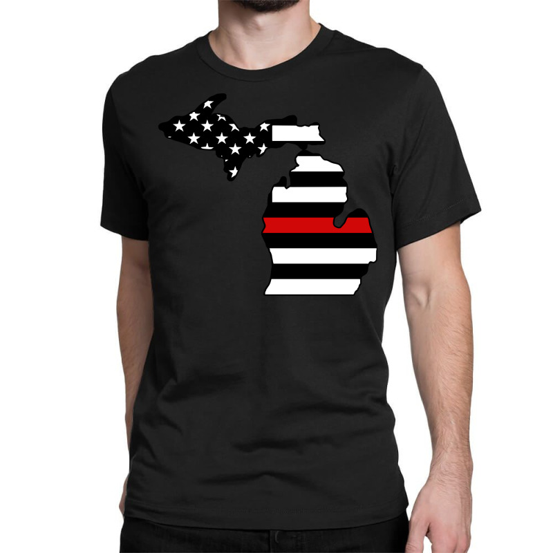 Firefighter T  Shirt Michigan Firefighter Thin Red Line T  Shirt Classic T-shirt | Artistshot