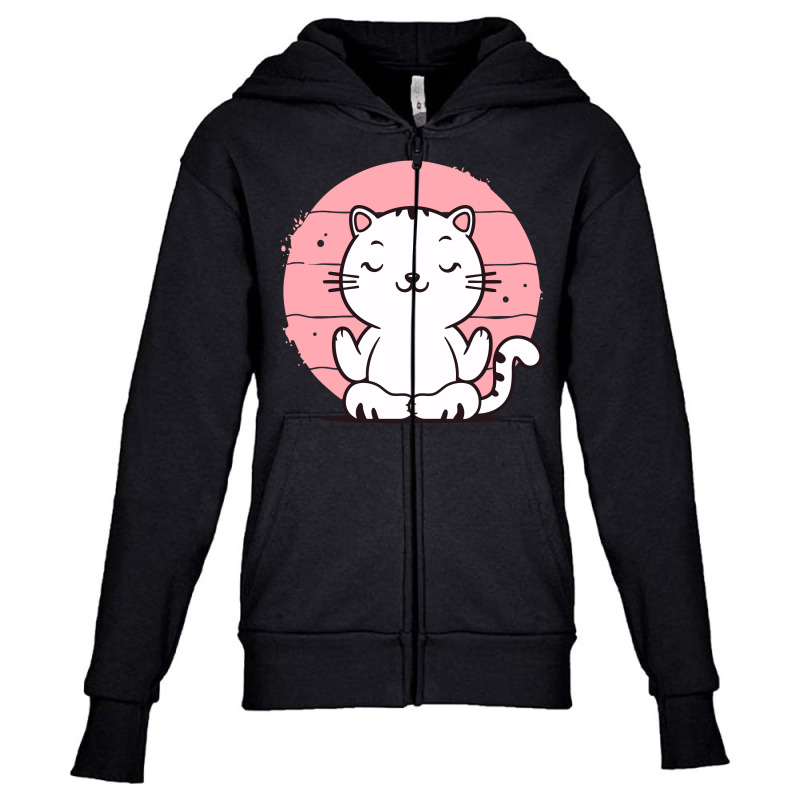 Kitten Meditating Youth Zipper Hoodie by RichardRiari | Artistshot