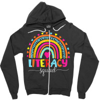 Literacy Squad Reading Teacher Rainbow Back To School T Shirt Zipper Hoodie | Artistshot