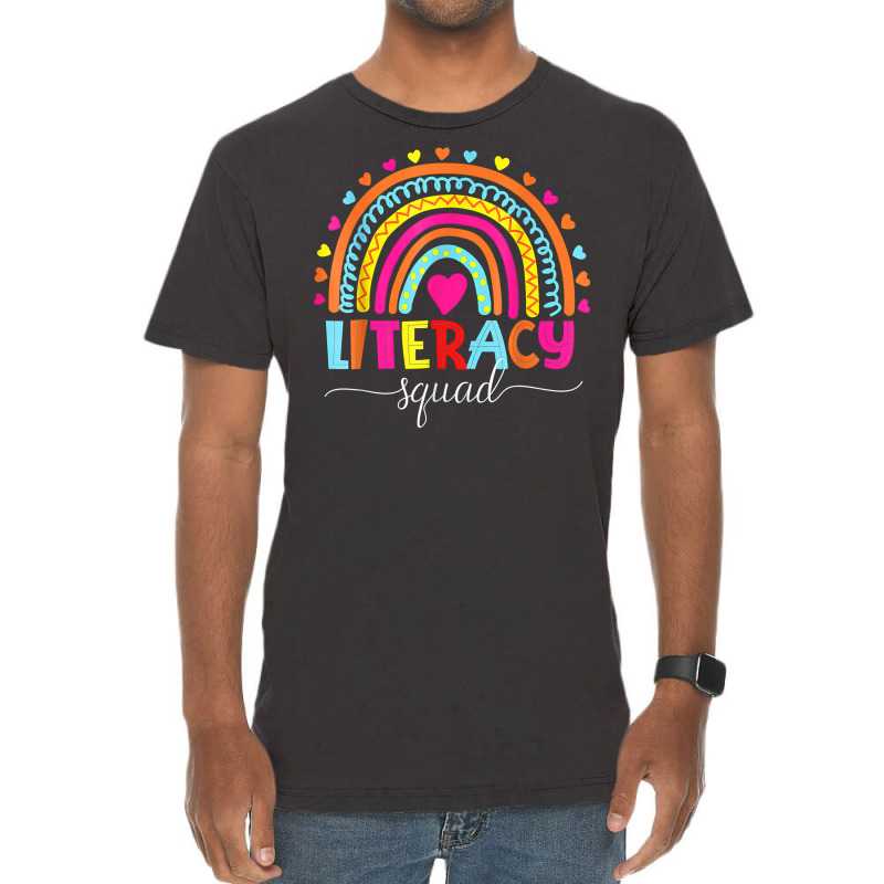 Literacy Squad Reading Teacher Rainbow Back To School T Shirt Vintage T-Shirt by uekirstockpg | Artistshot