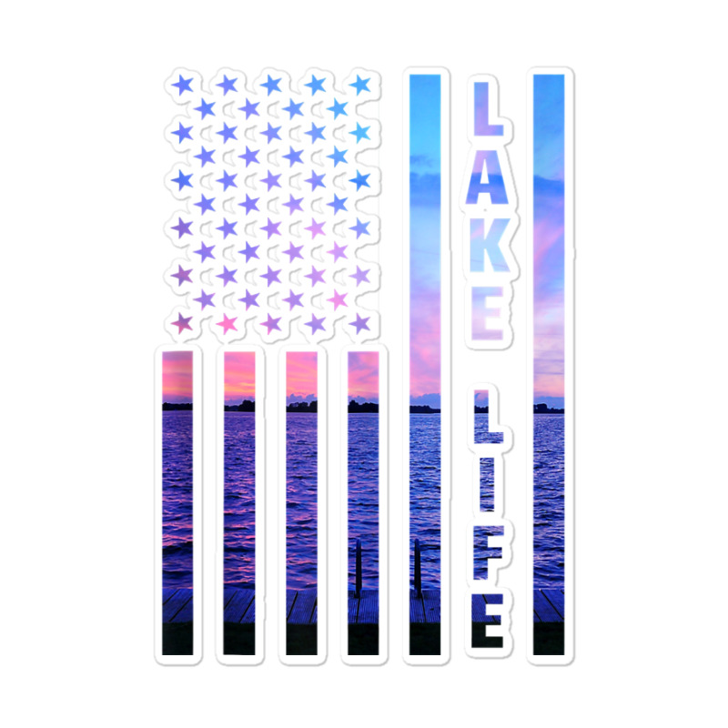 Lake Life American Flag Dock Sunset Wakeboarder Power Boat Tank Top Sticker | Artistshot