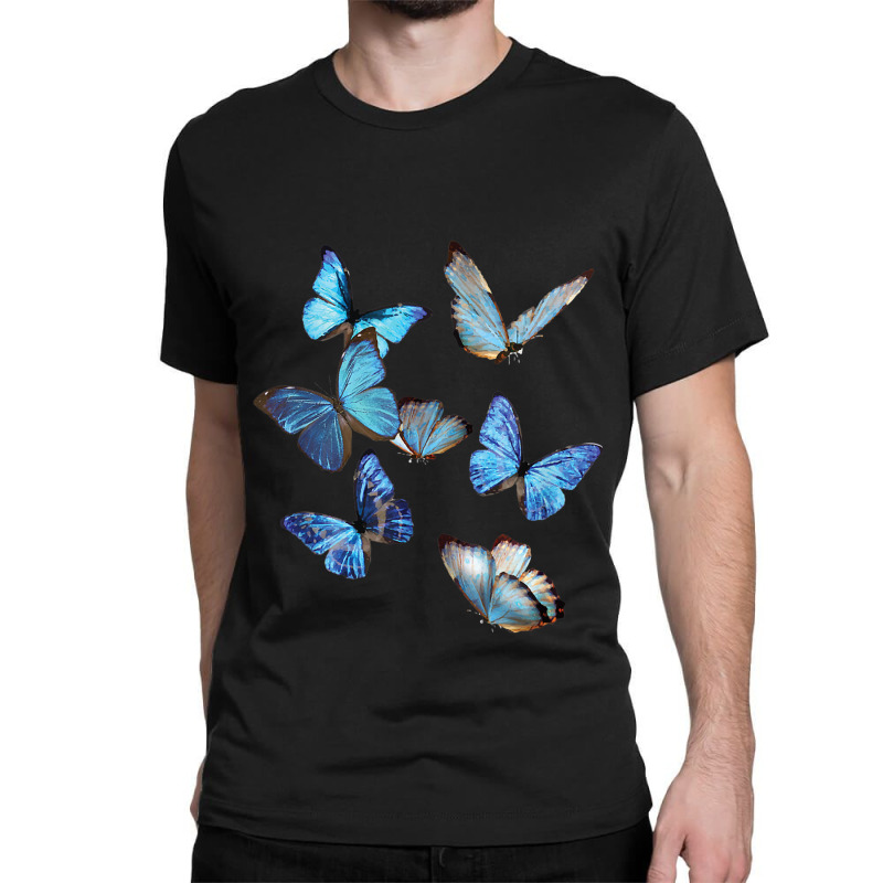 Blue Morpho Butterfly Swarm Lepidoptera Entomology Classic T-shirt by AntoineDesign | Artistshot