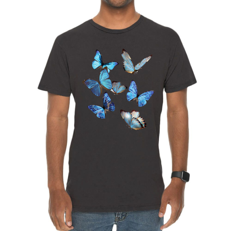 Blue Morpho Butterfly Swarm Lepidoptera Entomology Vintage T-Shirt by AntoineDesign | Artistshot