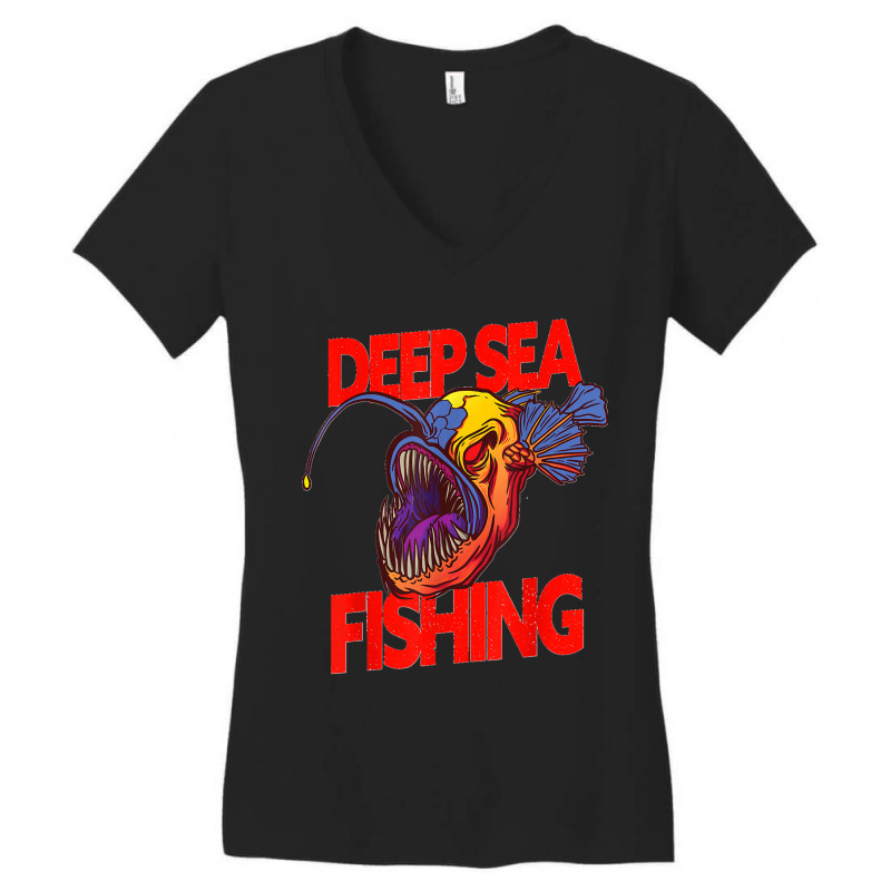 Deep Sea Fishing Anglerfish Deep Sea Monster Women's V-Neck T-Shirt by LeonelSalas | Artistshot