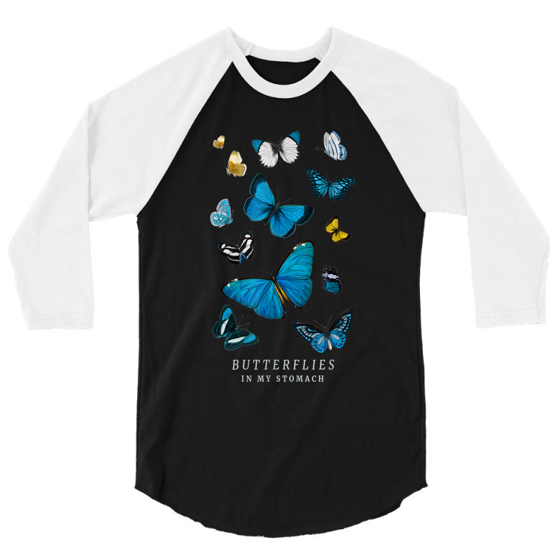 Butterflies In My Stomach Blue Butterfly Soft Aesthetic 3/4 Sleeve Shirt | Artistshot