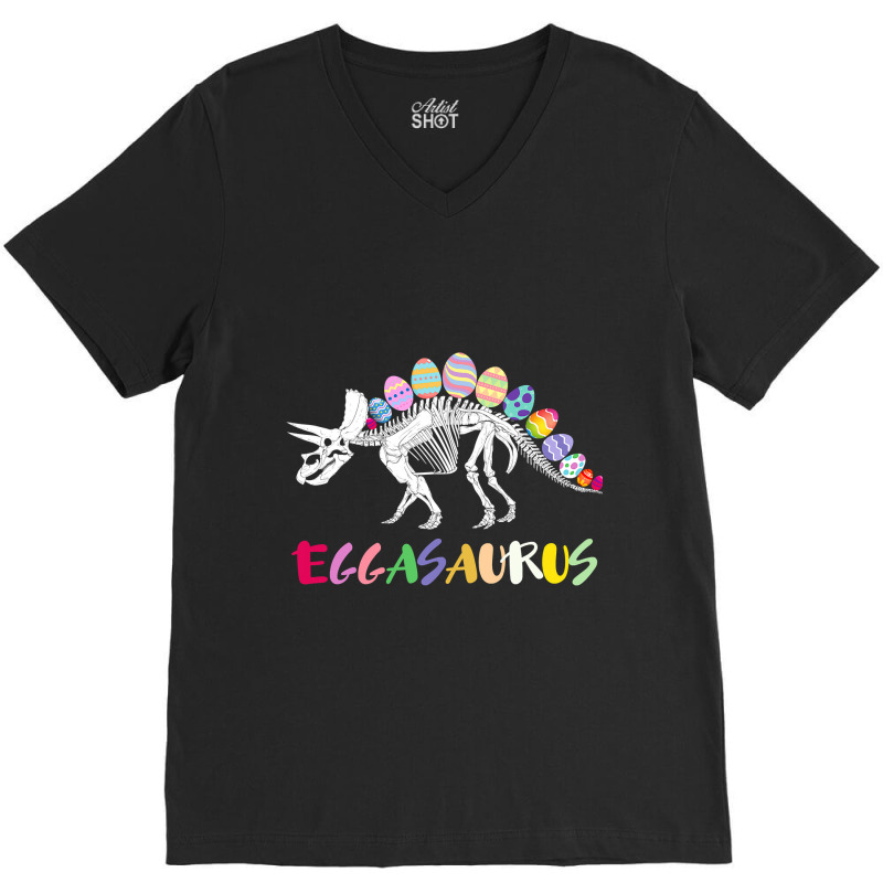 Funny Eggasaurus Stegosaurus Egg Dinosaur Happy Easter Day V-neck Tee | Artistshot