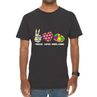 Peace Love King Cake Funny Mardi Gras Party Carnival Gift Day Gift Vintage T-shirt | Artistshot