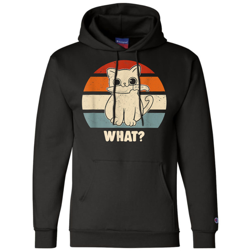 Retro What Cat Knife Meow Kitty Funny Cats Mom And Cat Dad T Shirt Champion Hoodie | Artistshot