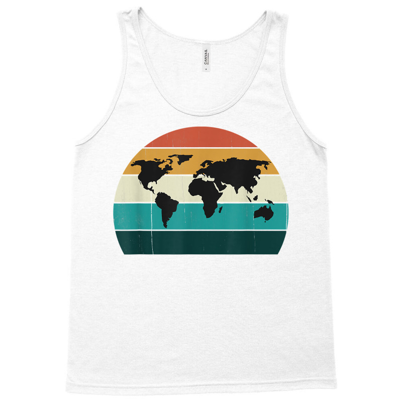 Retro World Map Cool Vintage Sunset World Globe Cartography T Shirt Tank Top | Artistshot