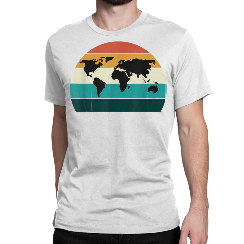 Retro World Map Cool Vintage Sunset World Globe Cartography T Shirt Classic T-shirt | Artistshot