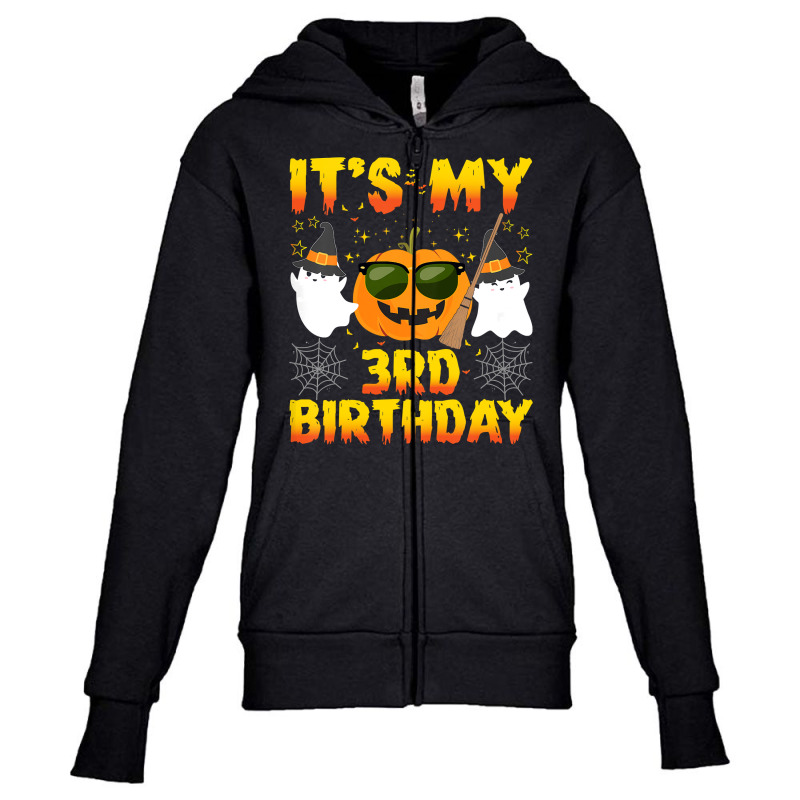 Kids Halloween Birthday 3 Year Old Boy Girl 3rd Birthday Costume T Shi Youth Zipper Hoodie | Artistshot