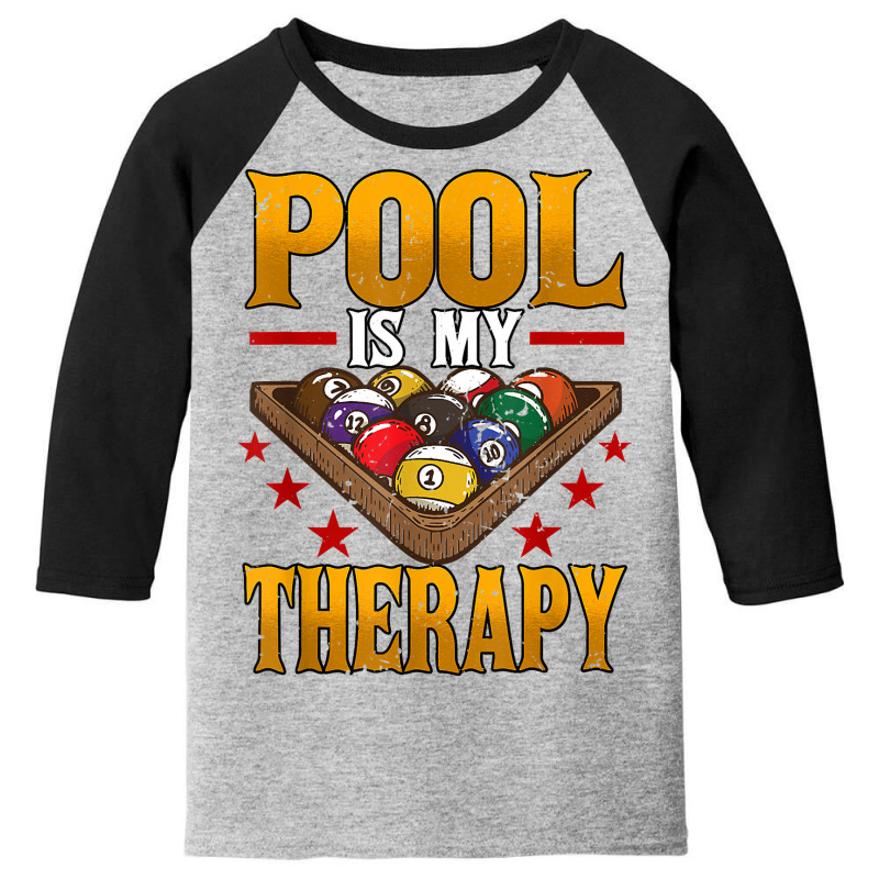 Mens Pool Is My Therapy Billiards Player Snooker T Shirt Youth 3/4 Sleeve | Artistshot