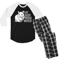 Eat Sleep Wheel Repeat Hamster Lovers Cute And Funny Design Premium Men's 3/4 Sleeve Pajama Set | Artistshot