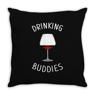 Drinking Buddies Wine Wide Glasses Throw Pillow Designed By Artees Artwork