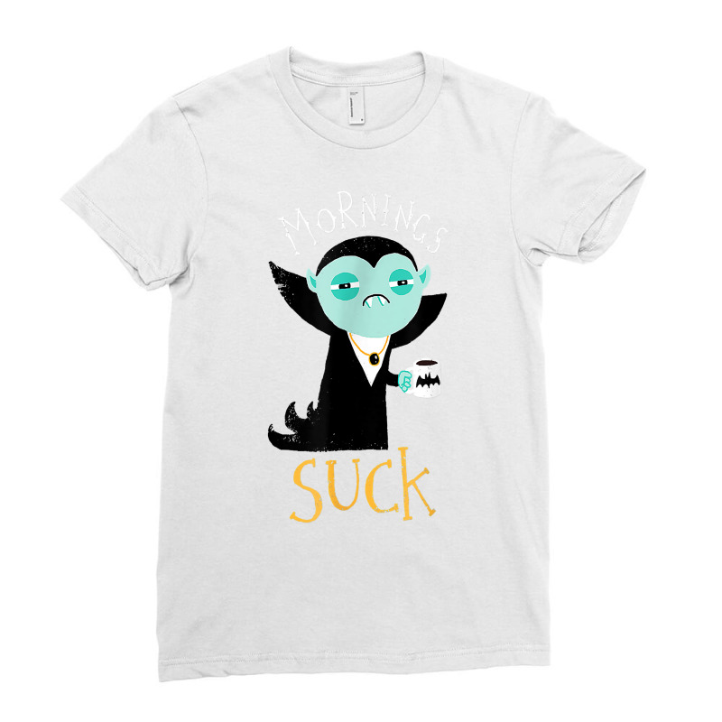 Cute Dracula Vampire Morning Suck Coffee Halloween Costume T Shirt Ladies Fitted T-Shirt by summeyveulricket | Artistshot